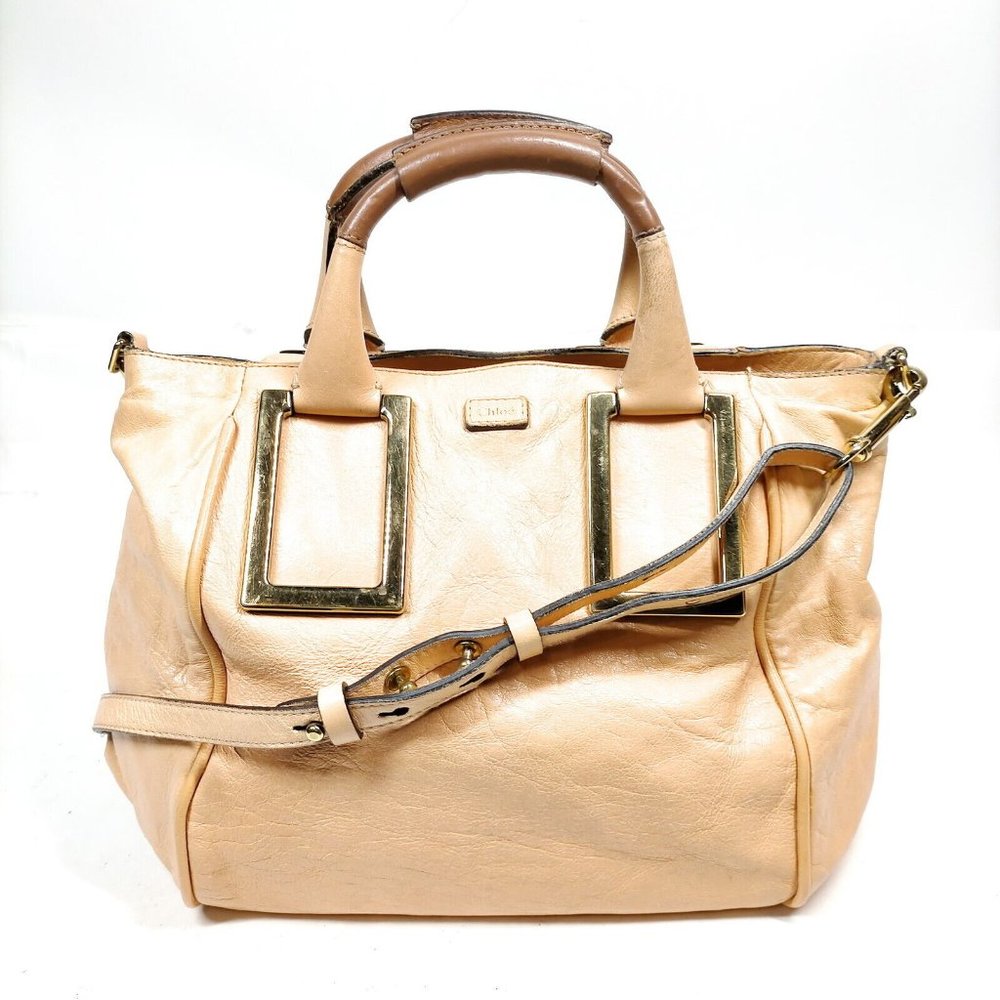 Chloe Cream and Brown Leather Shoulder Bag